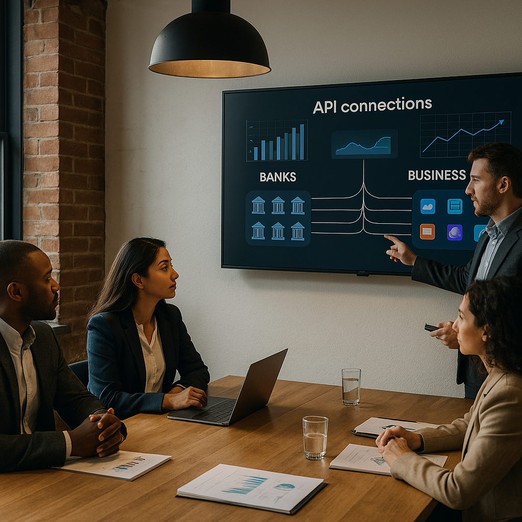 Team planning finance integrations using open banking tools for a UK business