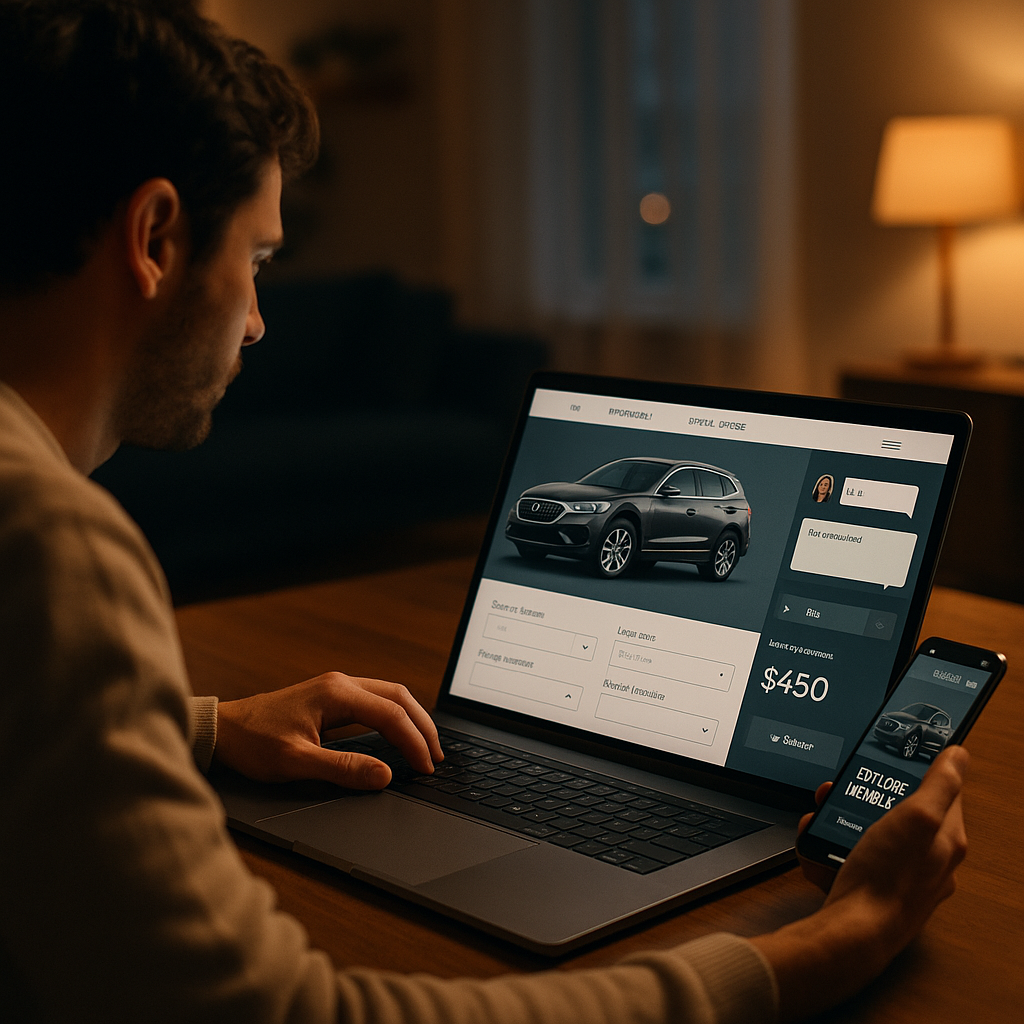 Customer using online journey that shows UK tech reshaping traditional dealership models from home