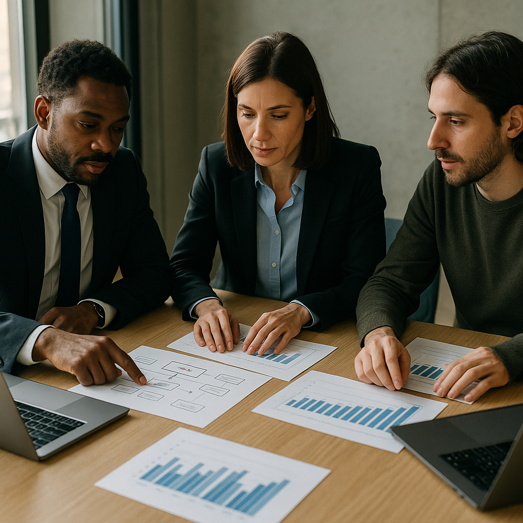 Business and tech team choosing partners to implement embedded finance for UK SMEs