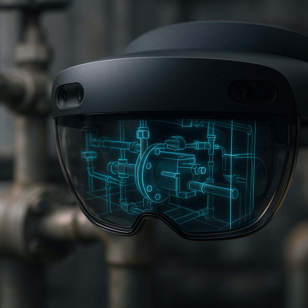 Mixed reality overlay display used in spatial computing enterprise training simulation