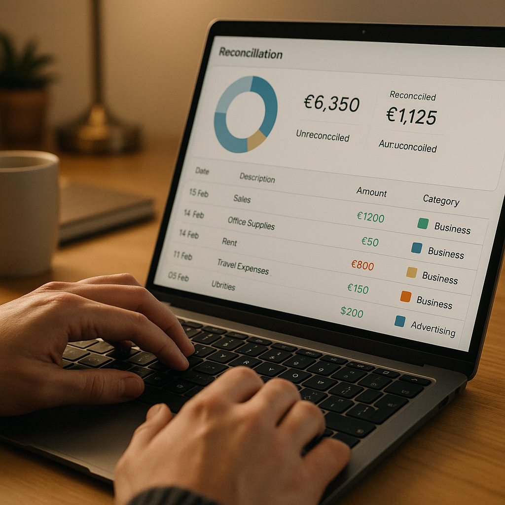 Detail shot of AI accountancy automation dashboard used in UK practice workflows