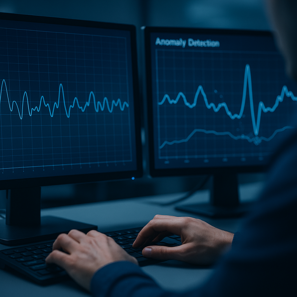 Cybersecurity analyst running audio detection tools to counter deepfake cybersecurity business threats