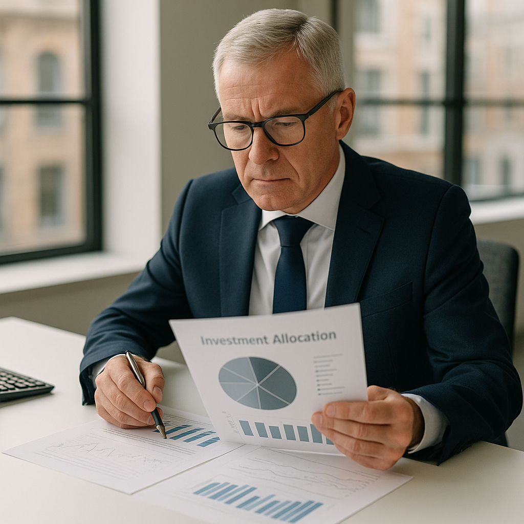 Pension fund manager reviewing UK pension funds tech infrastructure allocations