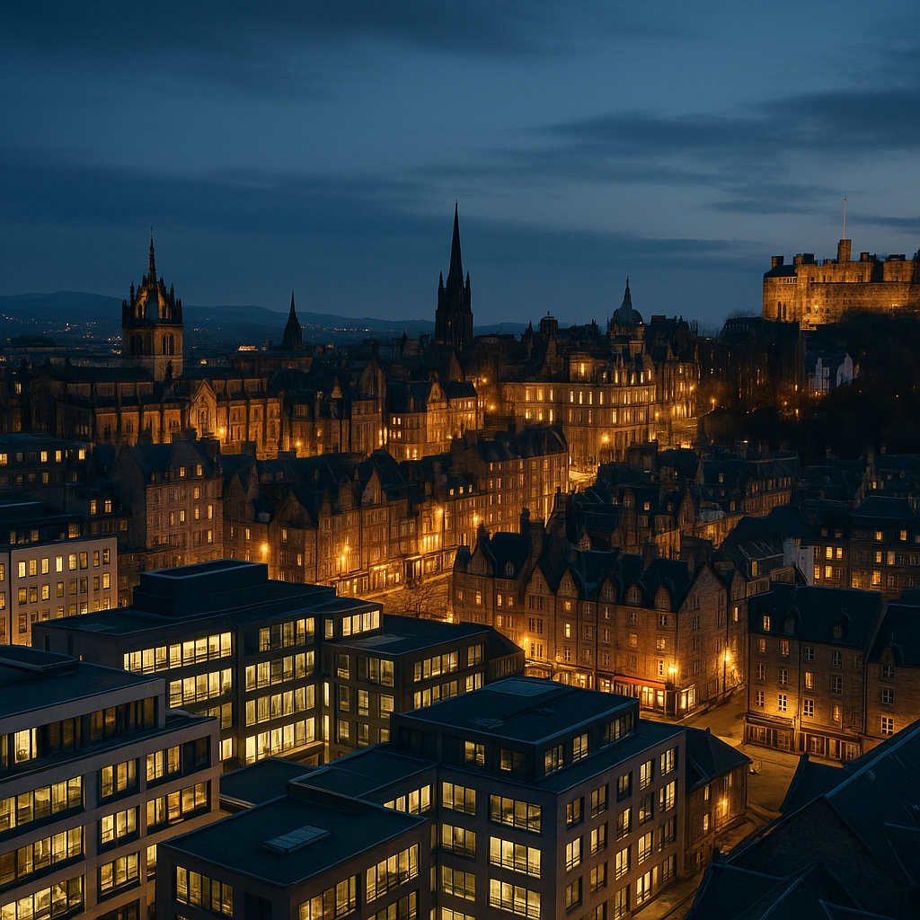 Edinburgh skyline at dusk representing the growing Edinburgh tech startup scene in 2026