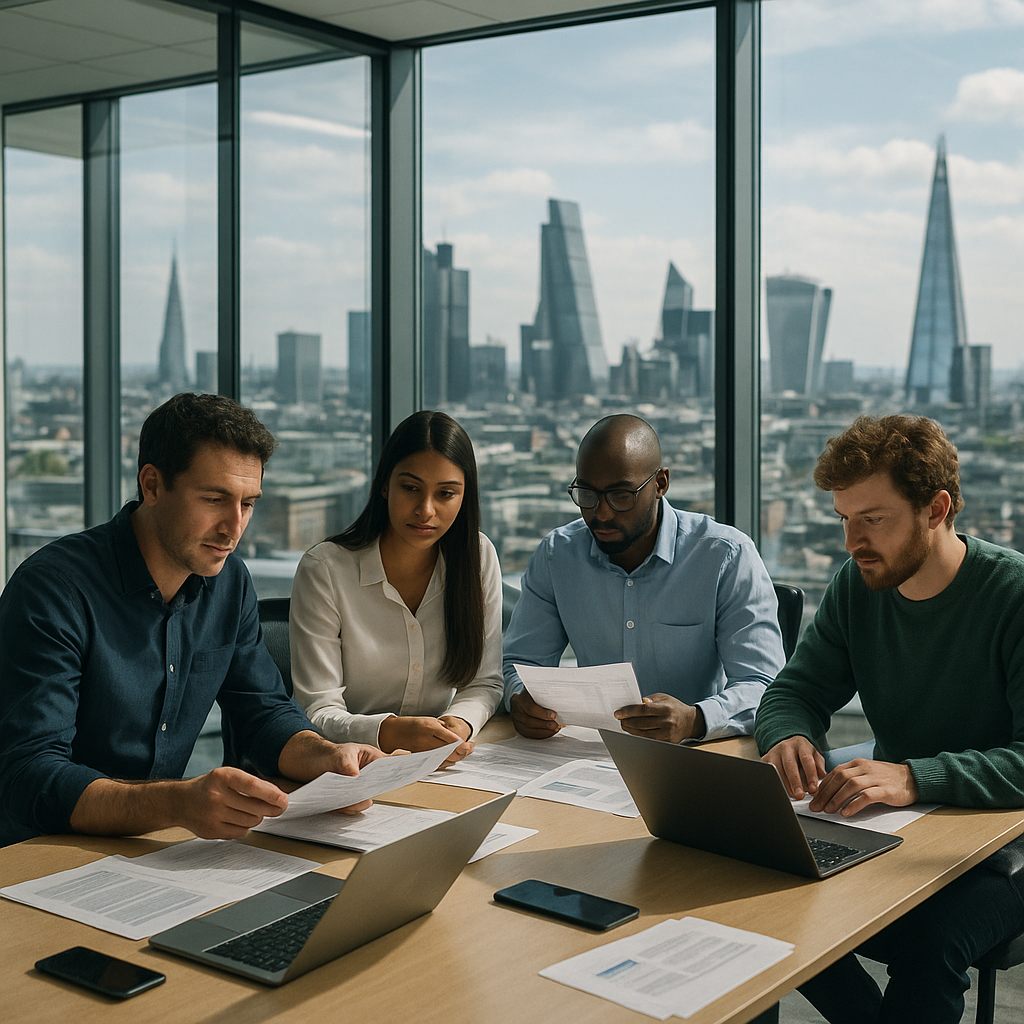 Finance and engineering team at a UK scaleup reviewing R&D tax credits documentation