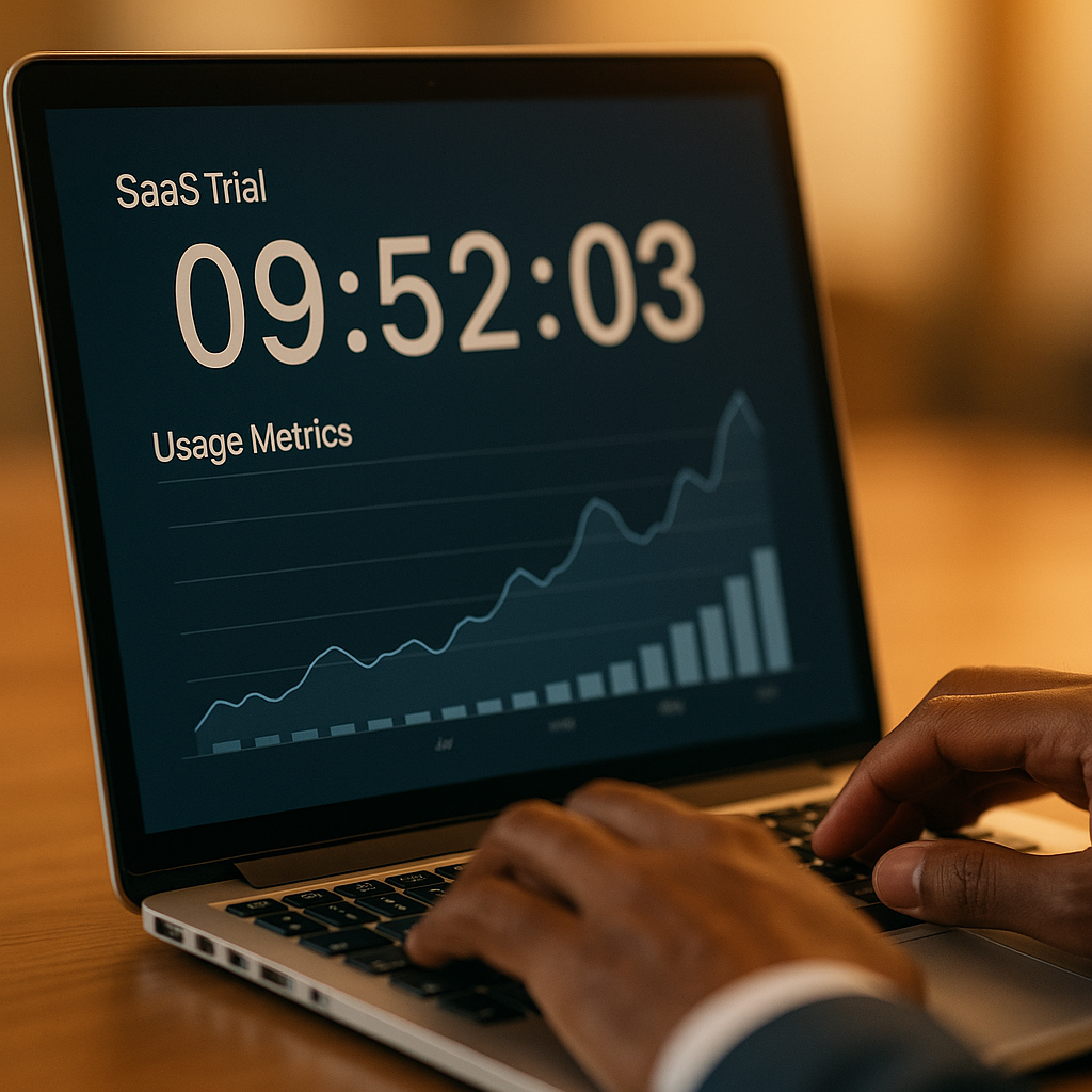 Close-up of SaaS reverse trial interface illustrating B2B SaaS pricing strategy